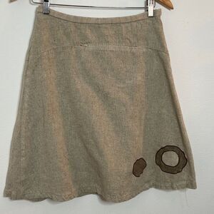 HEMP AND COTTON Beige Skirt Size M with unique circle embellishment by Texture
